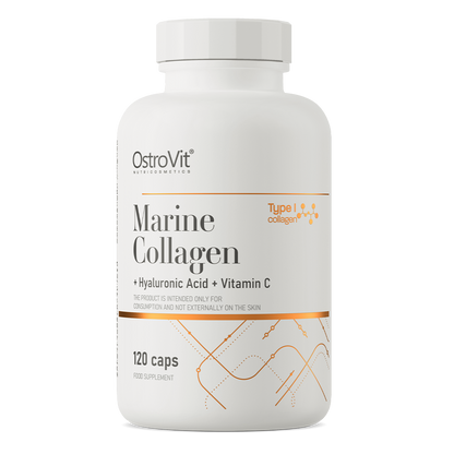 OstroVit Jūrinis kolagenas su Hialurono rūgštimi ir Vitaminu C, 120 kaps
