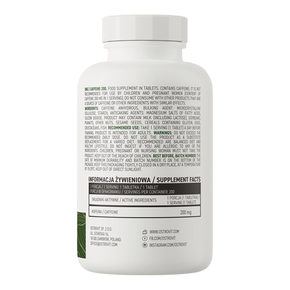OstroVit Caffeine 200 mg, 200 tab