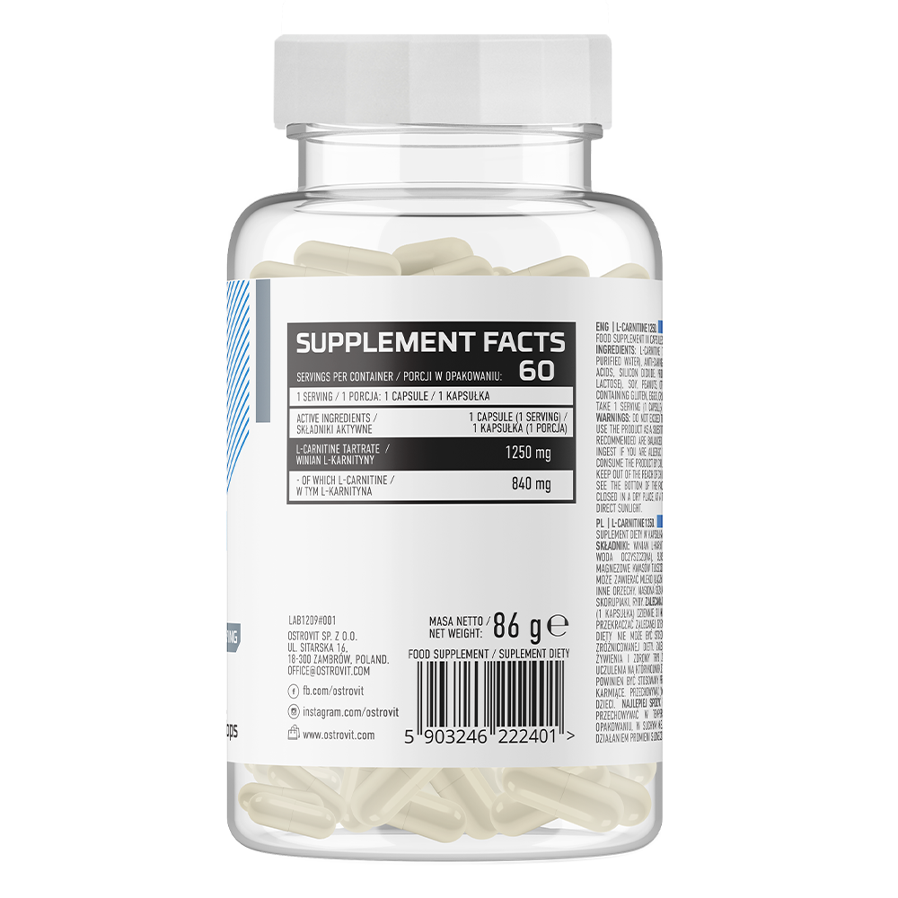 OstroVit Supreme L-carnitine 1250 mg, 60 kaps