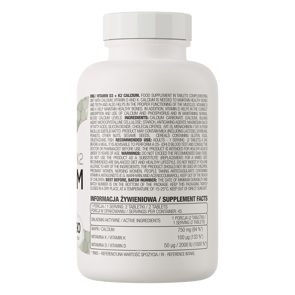 OstroVit Vitamin D3 + K2 + Calcium, 90 tab