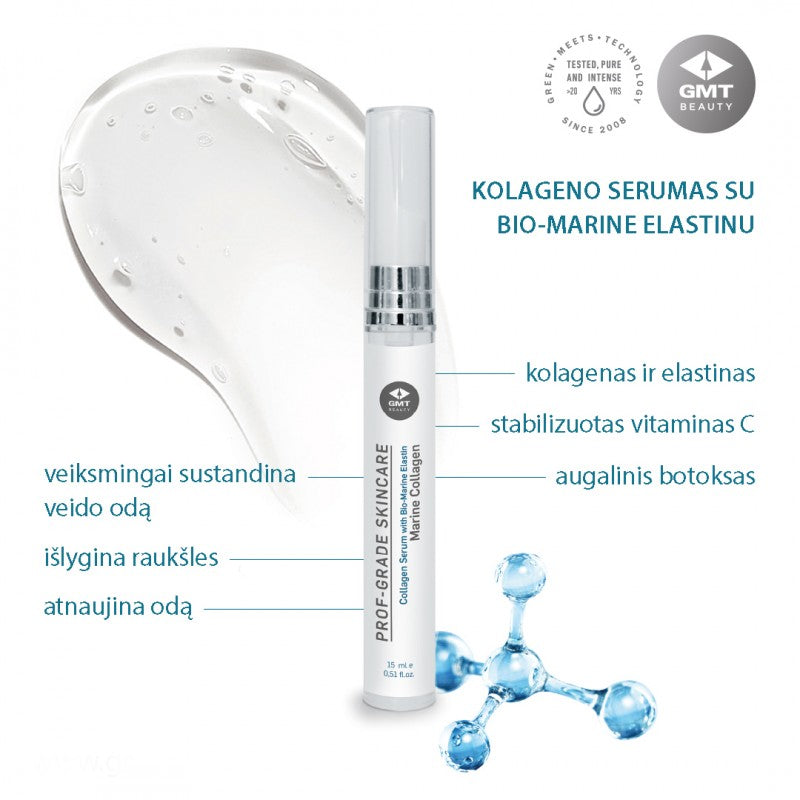 GMT Beauty KOLAGENO SERUMAS SU BIO-MARINE ELASTINU, 15 ml