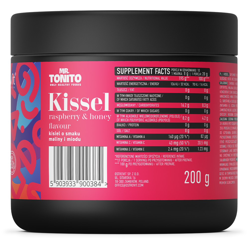 Mr. Tonito Sugar-free Kisel, 200g (raspberry-honey flavour)