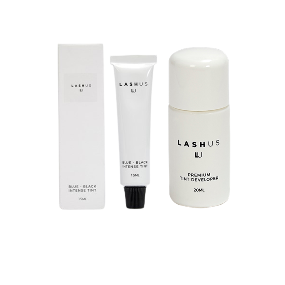 LASHUS juodai mėlyni blakstienų dažai 15ml + dažų ryškintojas, 20ml | LASHUS Blue-Black Intense Tint 15ml + Tint Developer 20ml