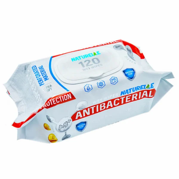 Drėgnos servetėlės antibakterinės NATURELLE ANTIBACTERIAL, 120vnt.
